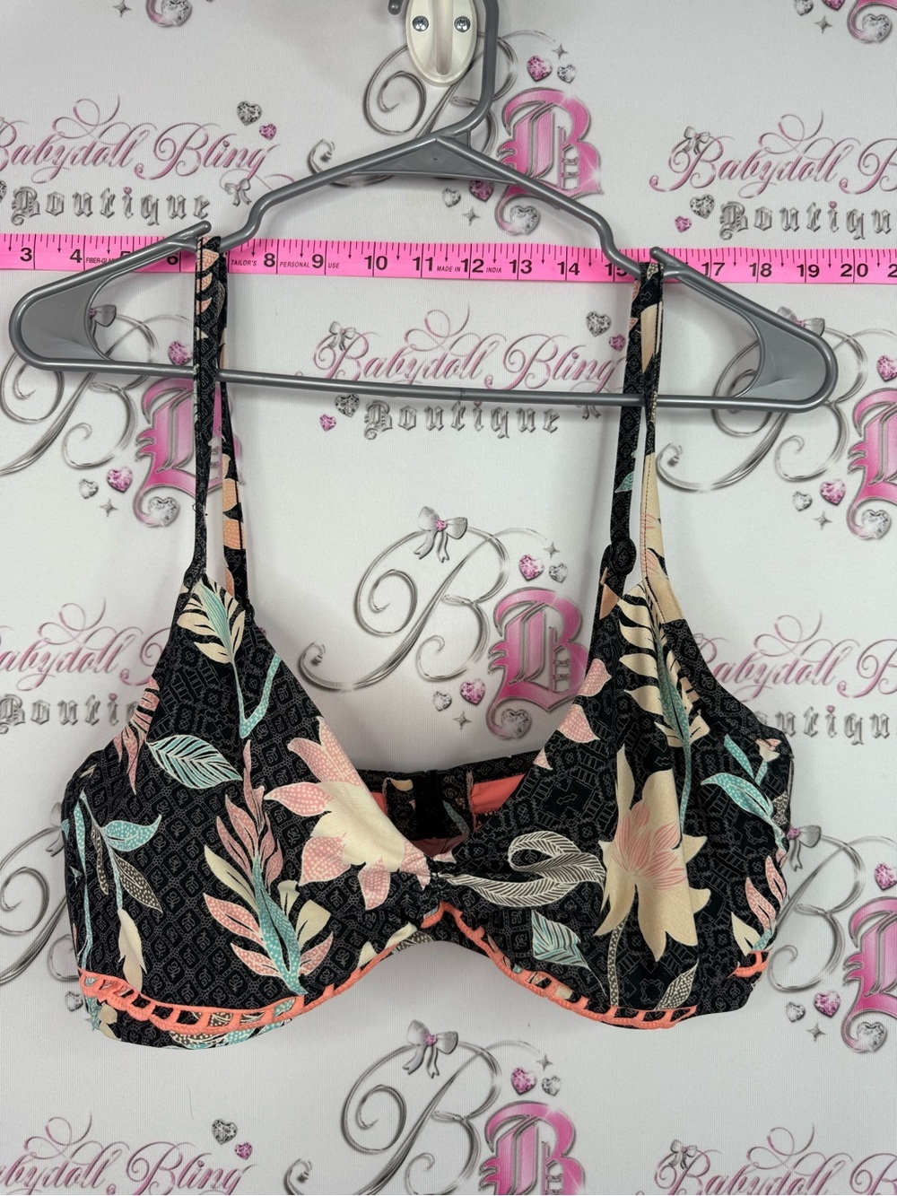 Bikini top orange Floral Underwire Bikini Top - Black with Pastel Floral